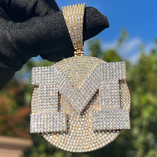 Custom Letter Iced Out Disc Pendant - Craneur Ice