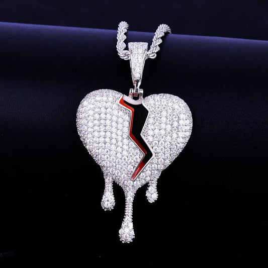 Drip Broken Iced Heart Necklace - Craneur Ice